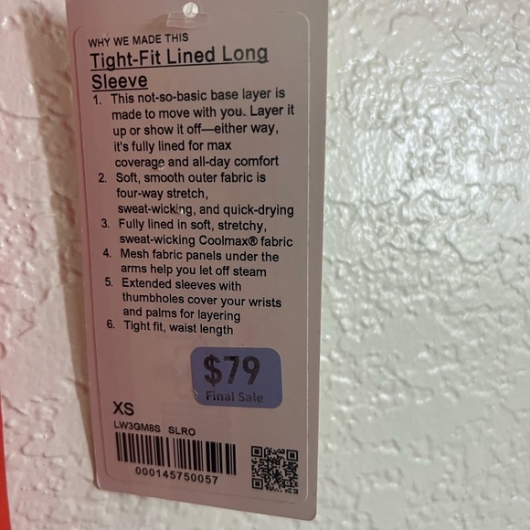 🦋3xHP!!🦋 Lululemon | NWT Cropped Tight-Fit Lined Long-Sleeve Shirt - Picture 8 of 12